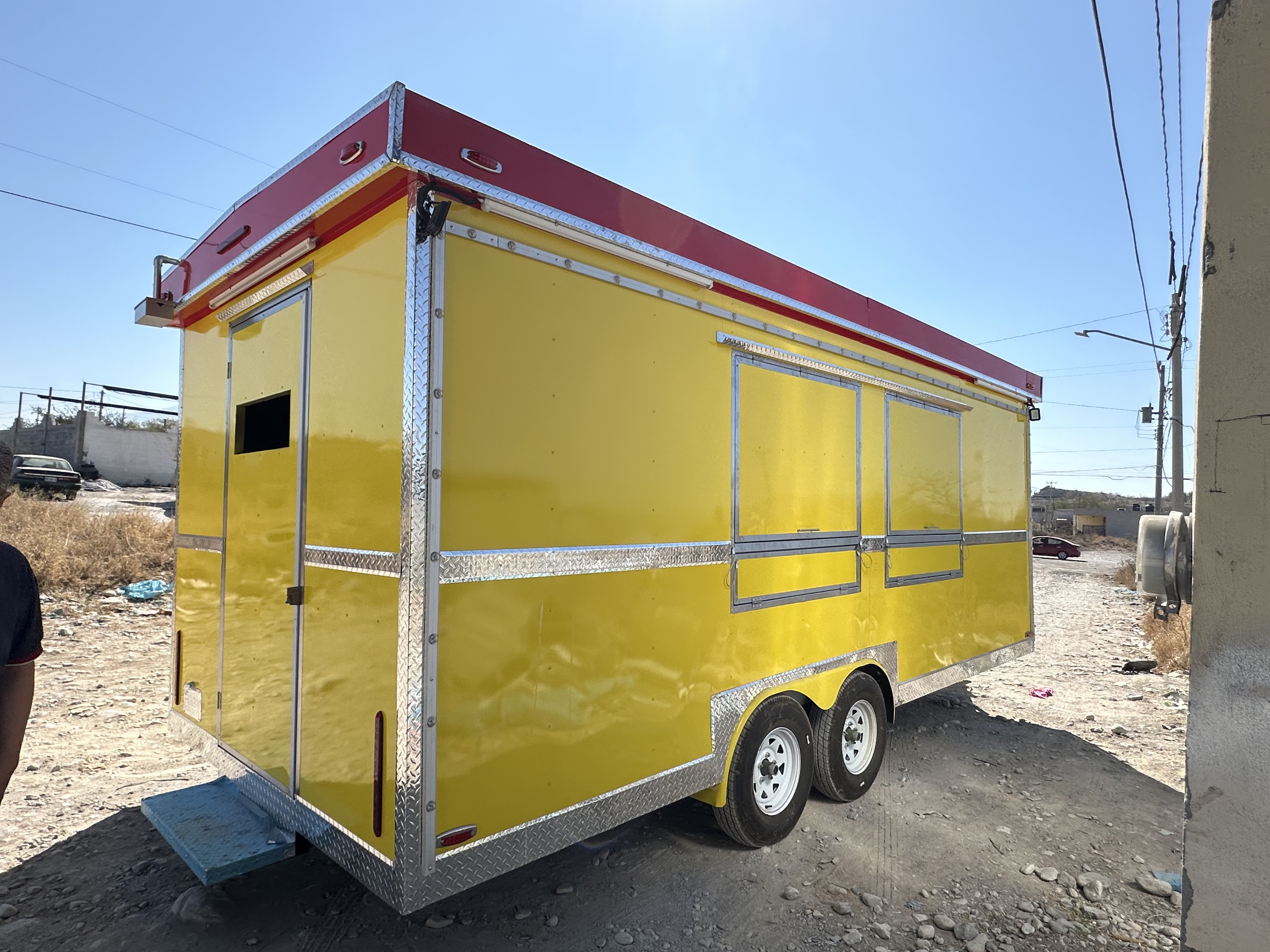 Stainless steel food trailer exterior detail and finish quality