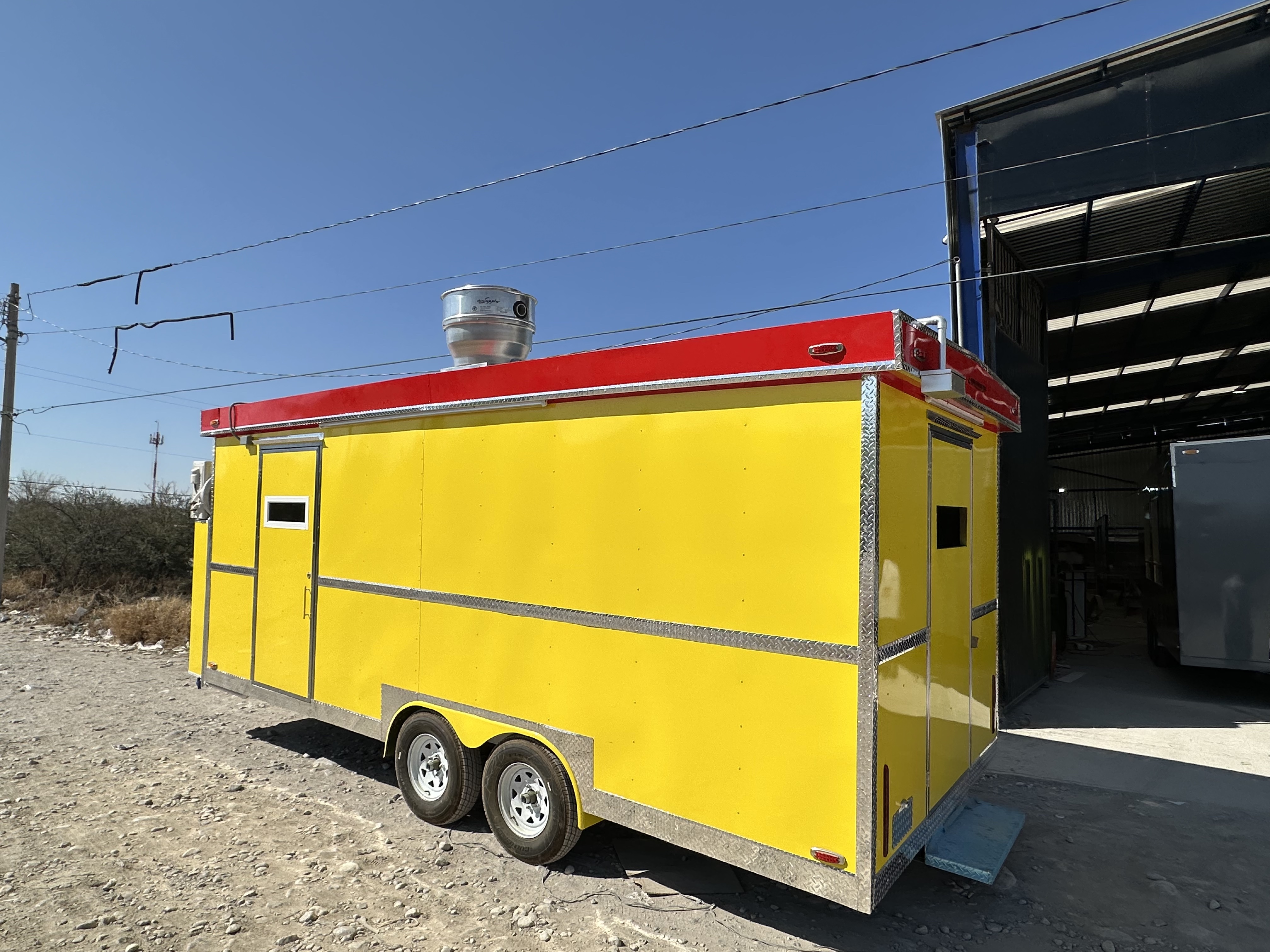 Custom food trailer bodywork and window configuration